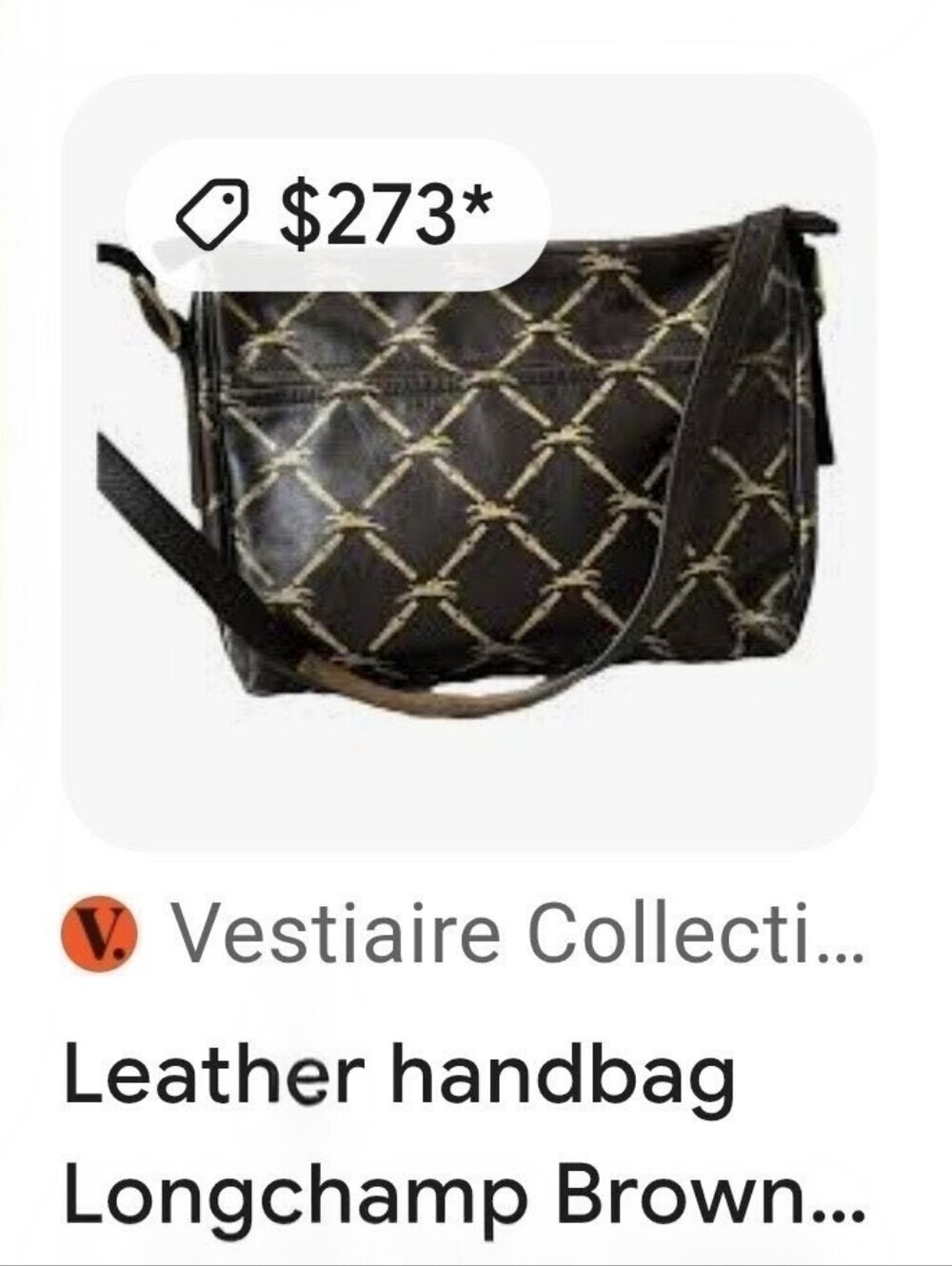 Longchamp Monogram Leather Crossbody Bag Dark Brown Horse Print - Picture 16 of 16